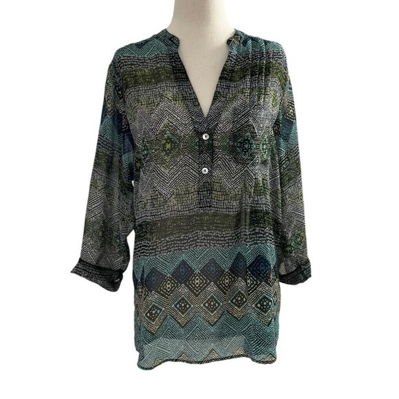 Eight Sixty Women Size Small 3/4 Sleeve Sheer Shirt Top Blouse Summer 16-266 - Picture 1 of 7